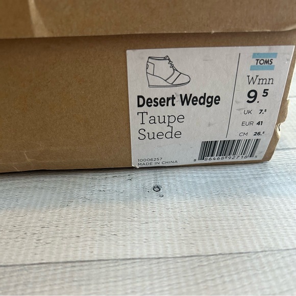 Toms Desert Wedge Suede Ankle Boots Taupe Size 9.5 - Picture 5 of 6